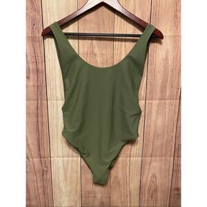 Aerie Large olive green low back one piece swimsuit women’s sexy